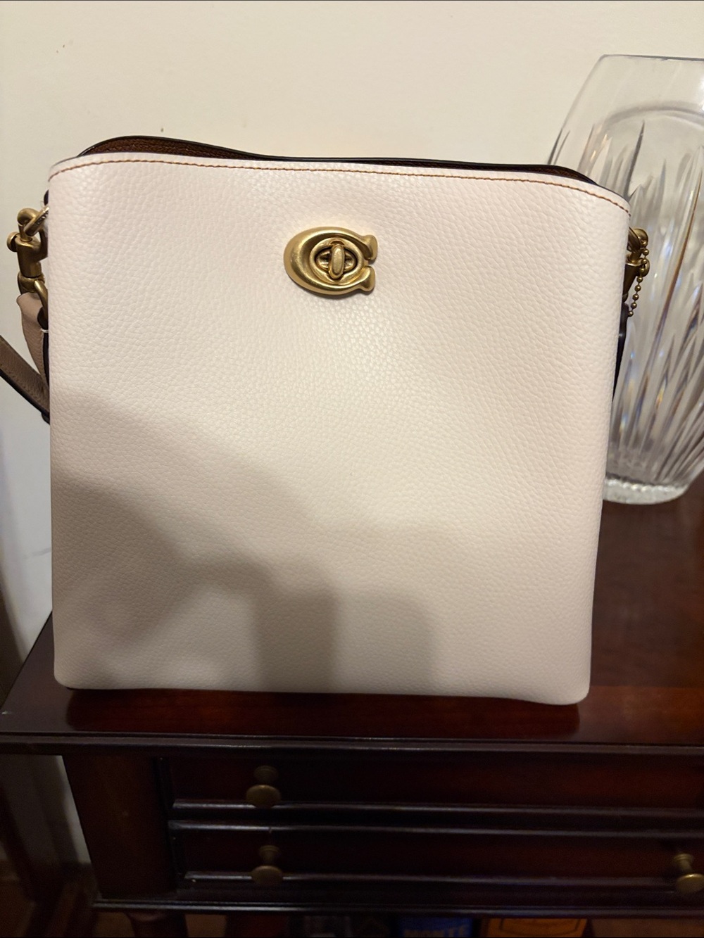 Coach Pebbled Leather Crossbody in Chalky Pink